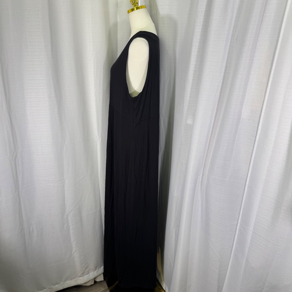 NWOT Talbots Maxi Jersey Dress 2X Black V-Neck Ruched‎ Empire Waist Sleeveless - Picture 11 of 12